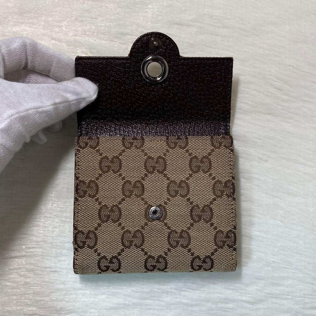 極美品　GUCCI グッチ　二つ折り　三つ折り　キャンバス　茶色　財布　箱付き