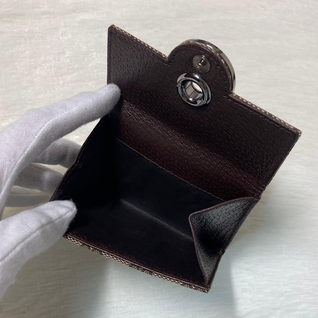 極美品　GUCCI グッチ　二つ折り　三つ折り　キャンバス　茶色　財布　箱付き