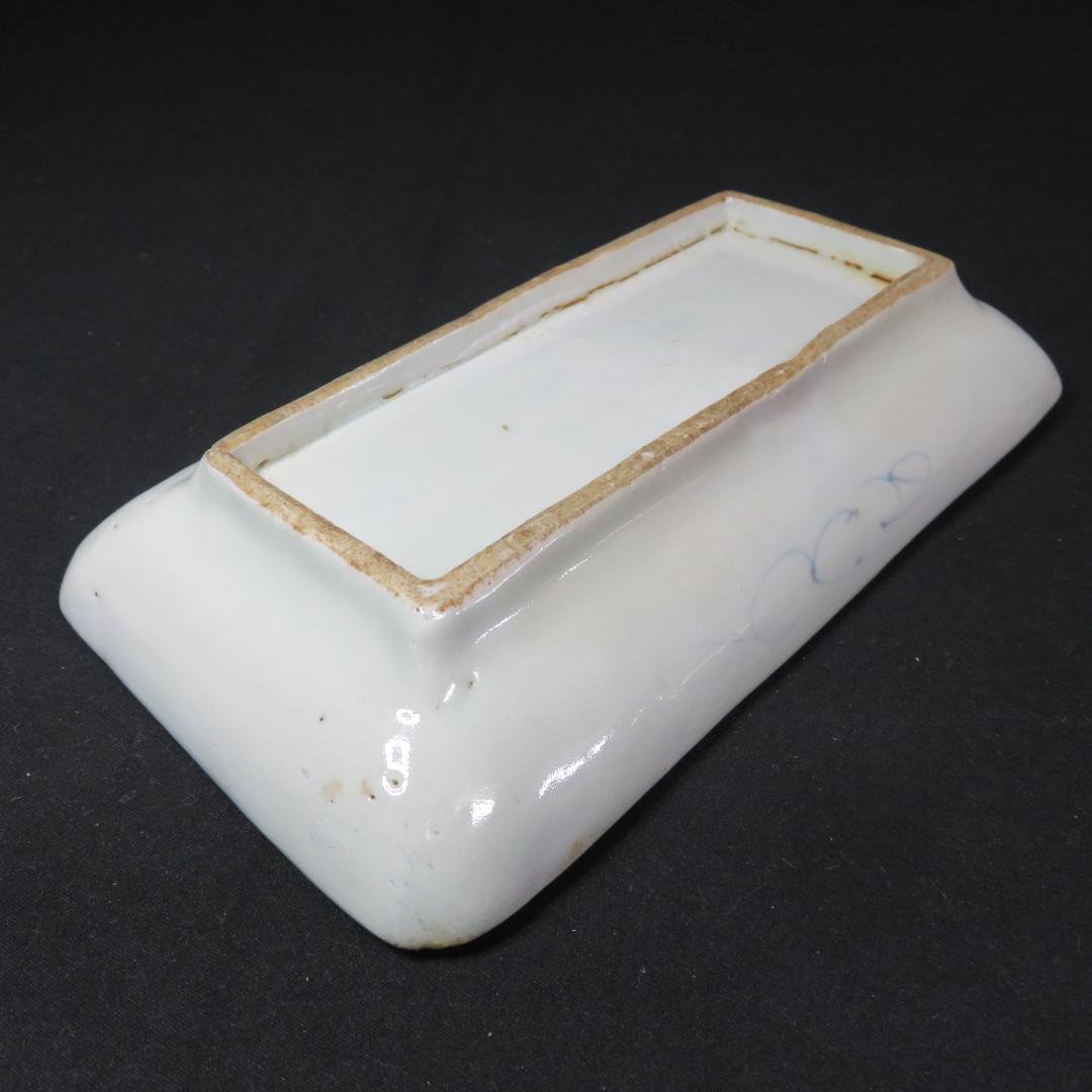 長角皿 長皿 古伊万里 染付 江戸 窯傷 歪み スレ僅か 美品