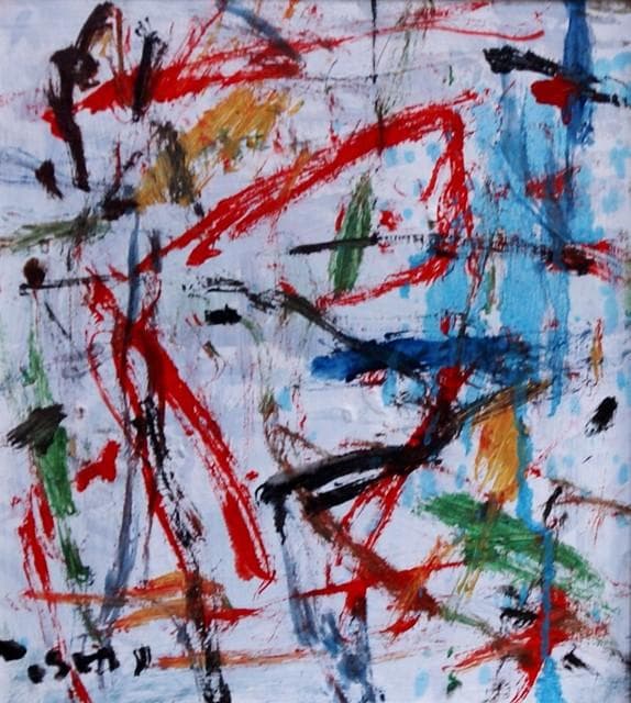 抽象画　　「彩-31」　色紙に油彩の抽象画、