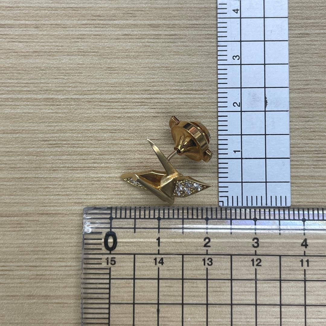 K18 ダイヤモンド 折り鶴 ブローチ