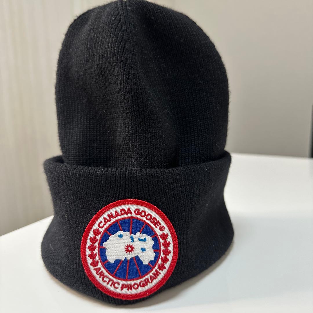カナダグース ニット帽 黒 アークティックプログラム