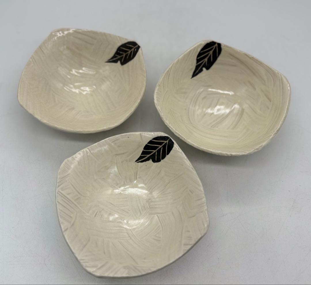 坂田甚内作　白釉角鉢3点　名人作　送料込み250605