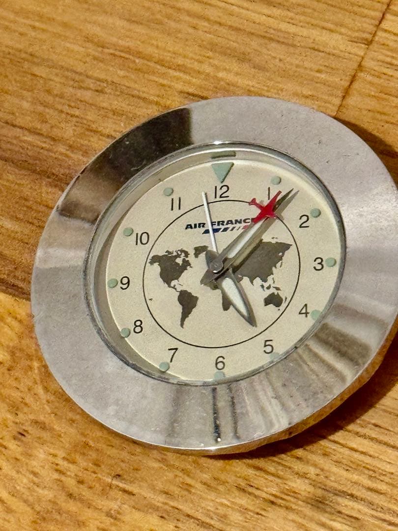起動中エールフランス公式　旅行時計　AIRFRANCE ポリッシュ済純銀貼り