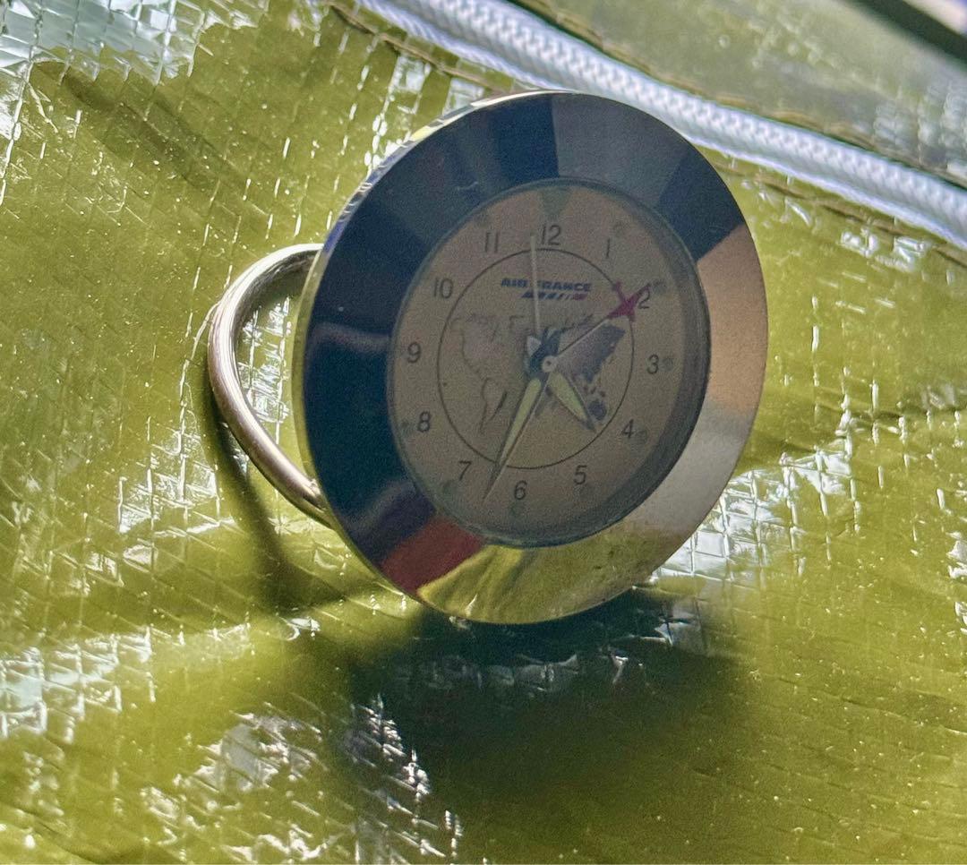 起動中エールフランス公式　旅行時計　AIRFRANCE ポリッシュ済純銀貼り