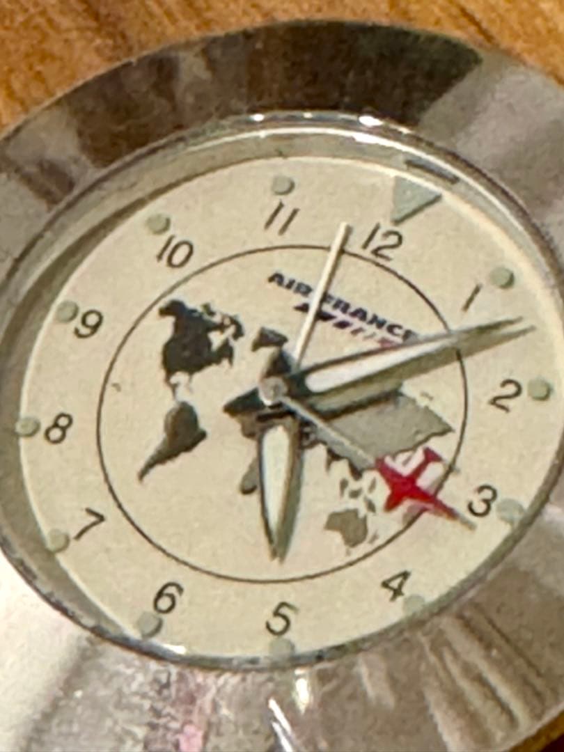 起動中エールフランス公式　旅行時計　AIRFRANCE ポリッシュ済純銀貼り