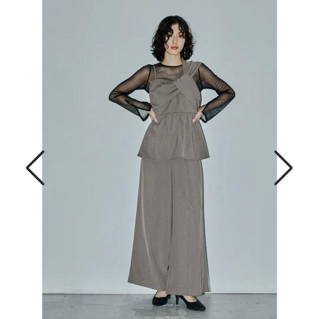 アシンメトリービスチェ&ワイドパンツセットアップ インナー付 niana