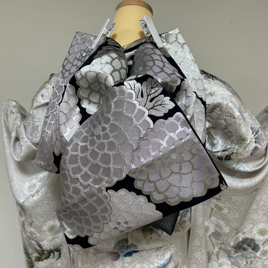 シックなくすみ系グレーの椿と牡丹の振袖フルセット