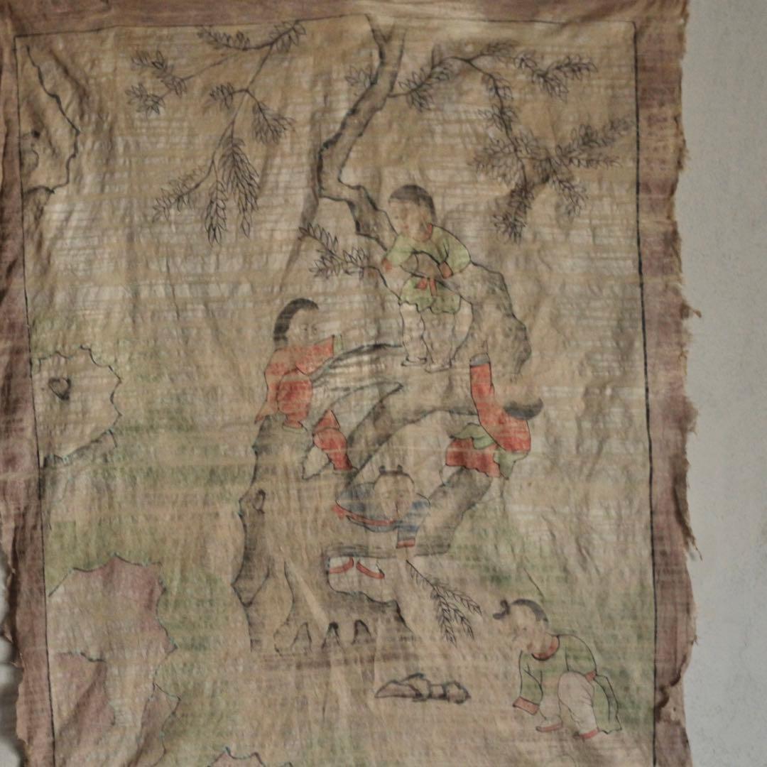 古い 襖絵 古道具 アンティーク 古美術 民画 絵画