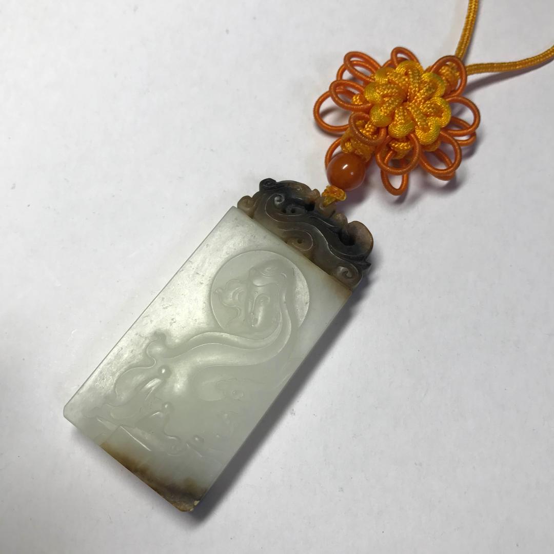 和田白玉(ホータンはくぎょく) 観音牌子