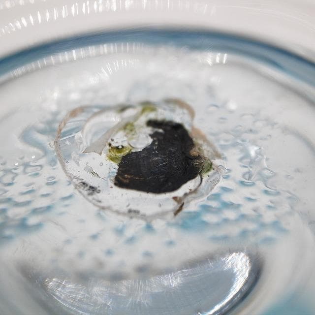 大正ガラス　水色縁　アイスペール　氷入れ　花器