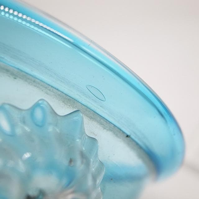 大正ガラス　水色縁　アイスペール　氷入れ　花器