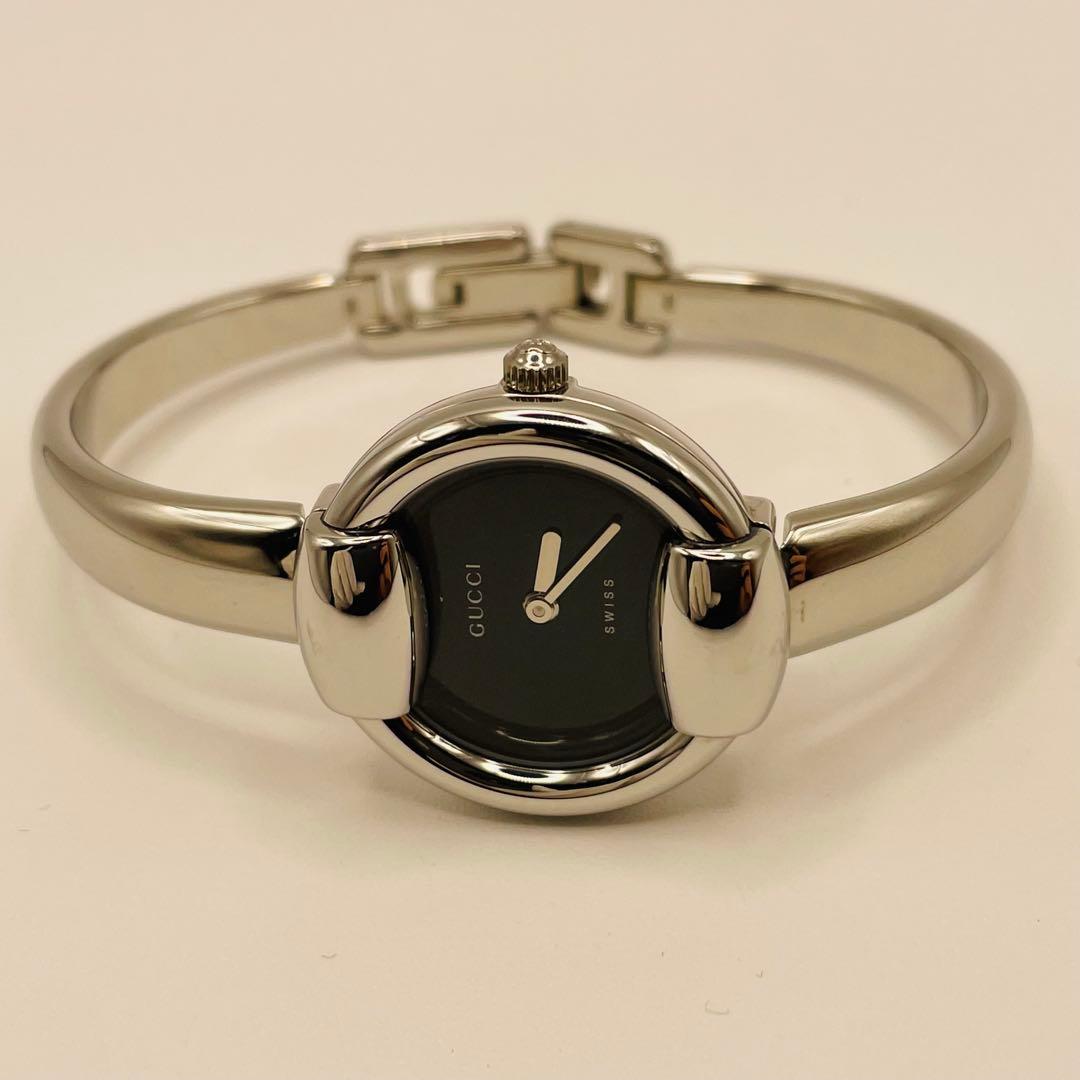 【稼働美品】GUCCI グッチ バングルウォッチ 1400L 腕時計 黒文字盤