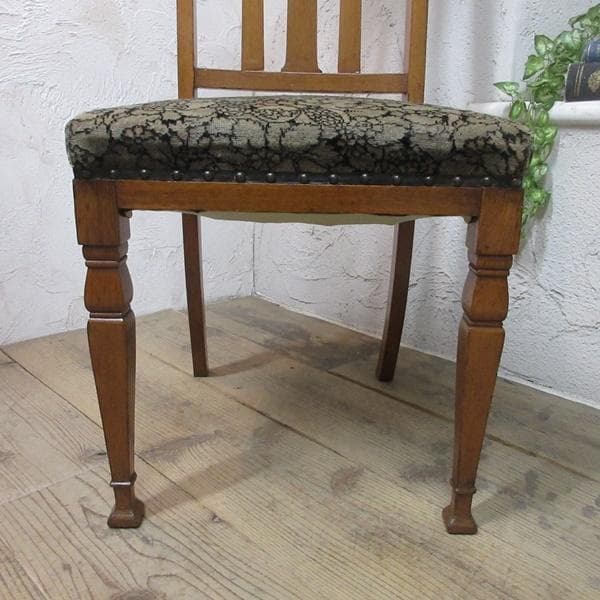 イギリス アンティーク 家具 ダイニングチェア 張りぐるみ椅子 英国 4110d