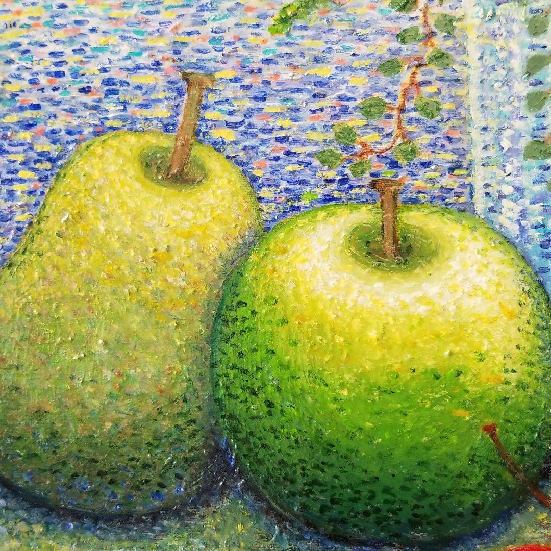 油絵　まろん　点で描いた静物