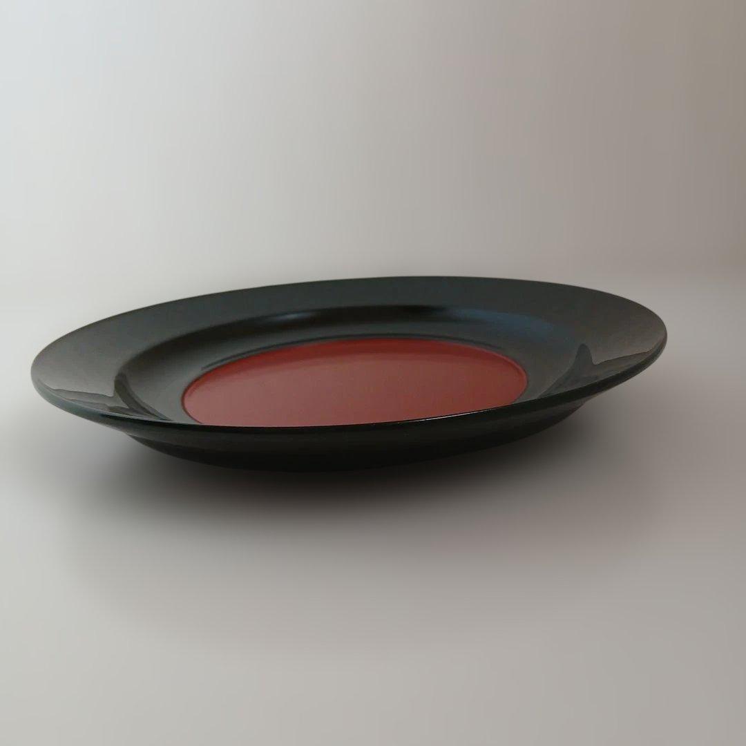 【美品】中谷光哉　遠州流 成趣庵好 青漆内朱青海盆木工芸 漆工芸 漆芸 茶道具