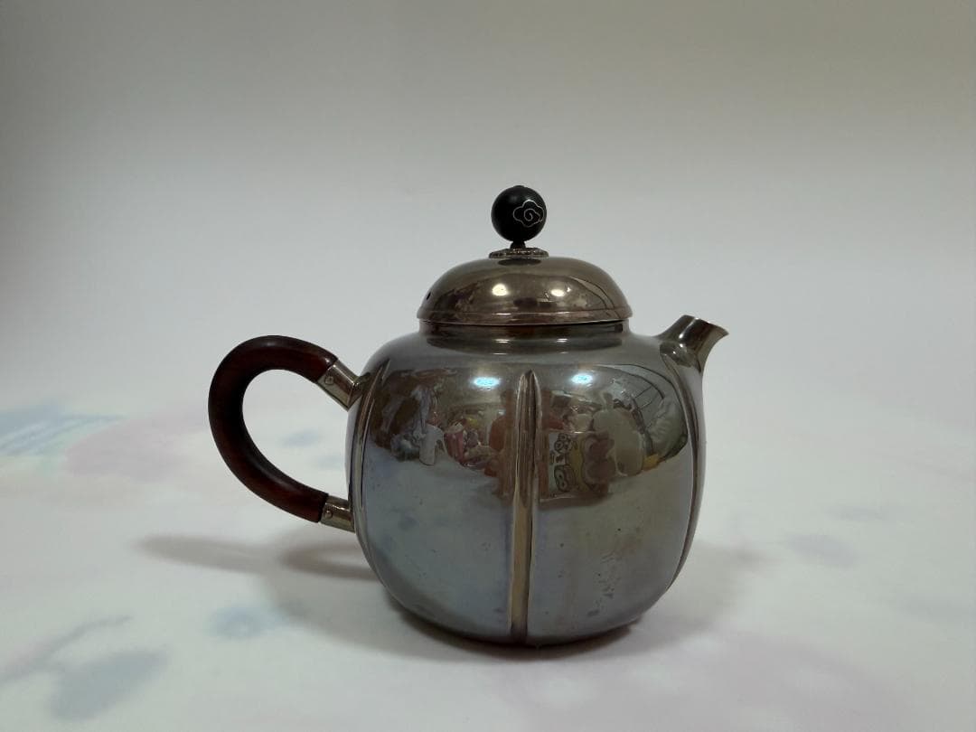 純銀製 阿古陀形 急須 銀瓶 煎茶道具