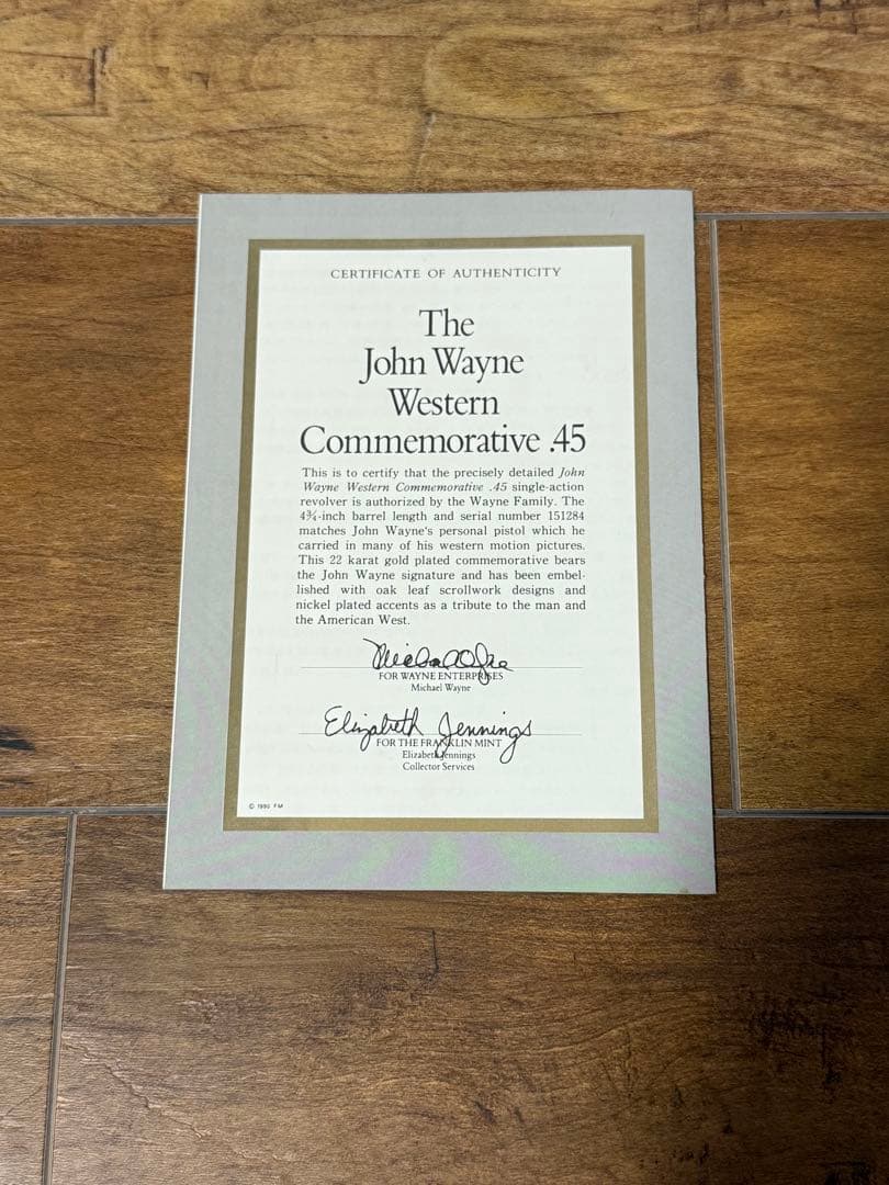 フランクリンミント　ジョン・ウェイン ウエスタン記念 金属製モデルガン