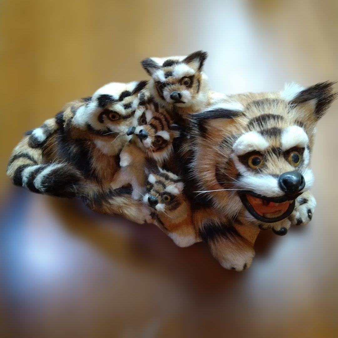 虎の親子の置物C ビンテージ　ハンドメイド　首振り　一点物