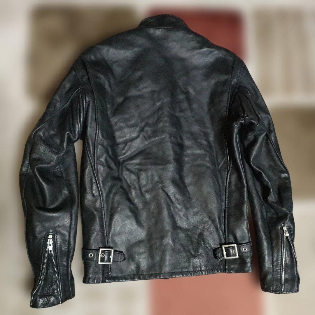 ク*ン様 人気定番Schot641t立ち襟シングルライダースジャケット ３６交換