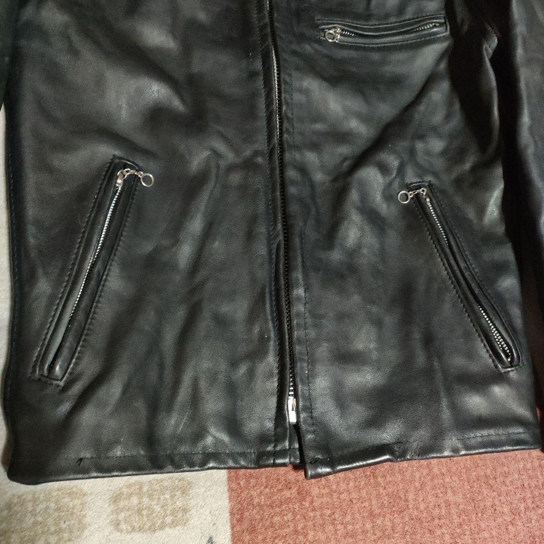 ク*ン様 人気定番Schot641t立ち襟シングルライダースジャケット ３６交換