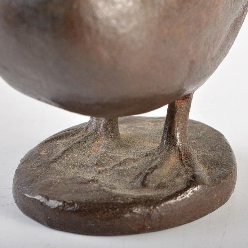 帝国美術院会員　藤井浩裕作　ブロンズ　口廣鴨　置物　共箱　D　R5968