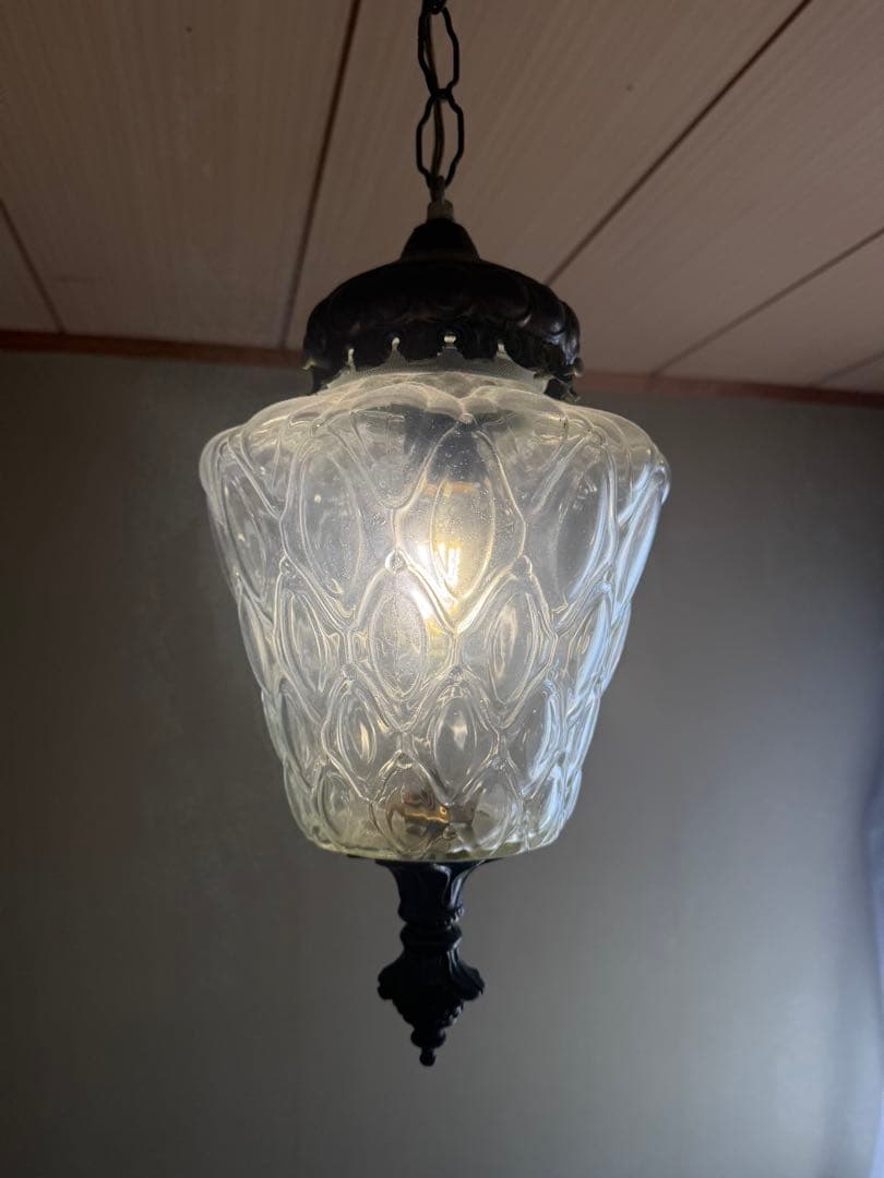 アメリカヴィンテージガラスペンダントライトクリアガラスアンティーク60-70's
