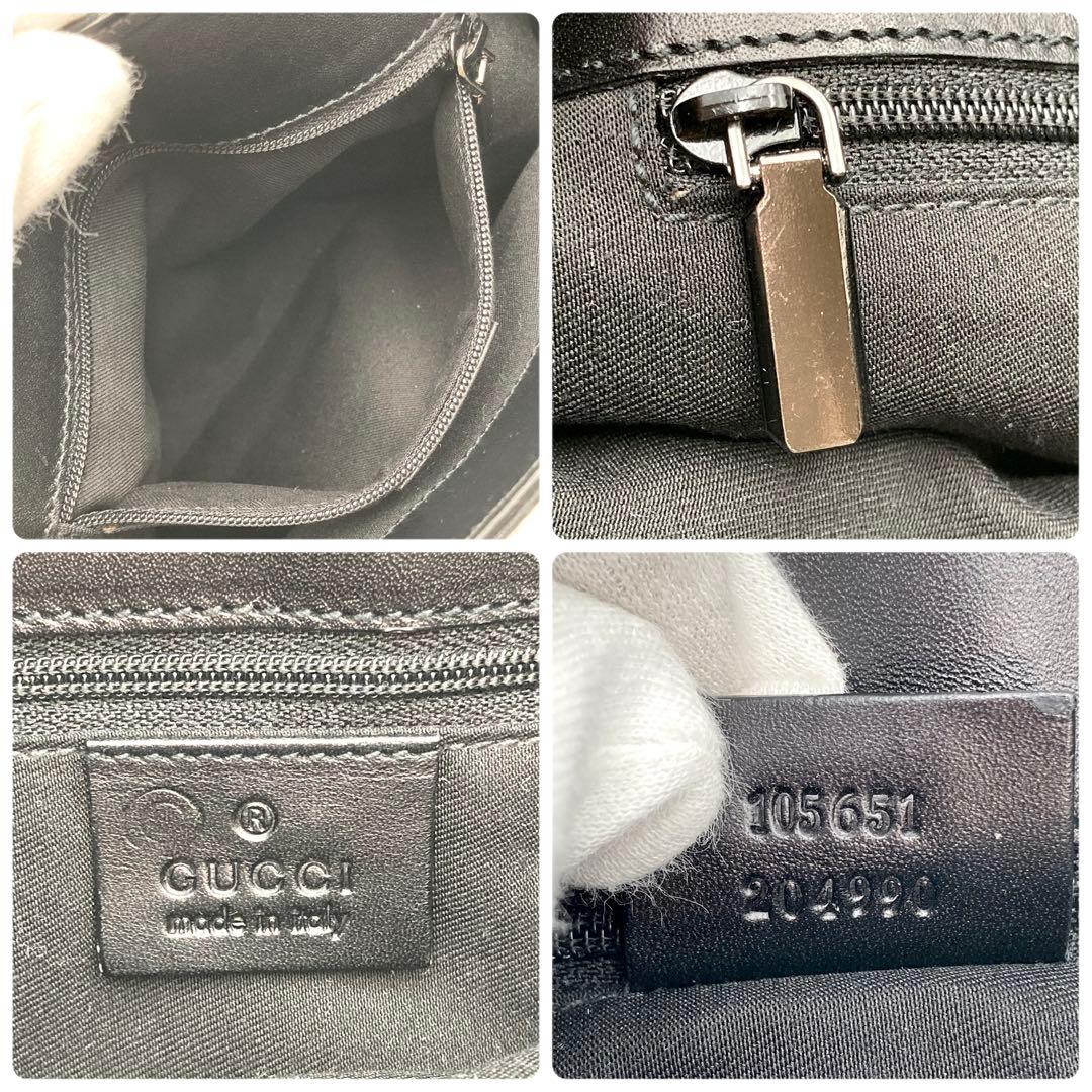 ヤス✨GUCCI ハンドバッグ 黒 ナイロン GG 総柄 モノグラム ミニ