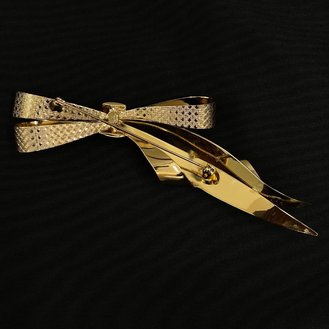 【ドイツ製】 クリスチャンディオール ブローチ リボン ビンテージ 大ぶり