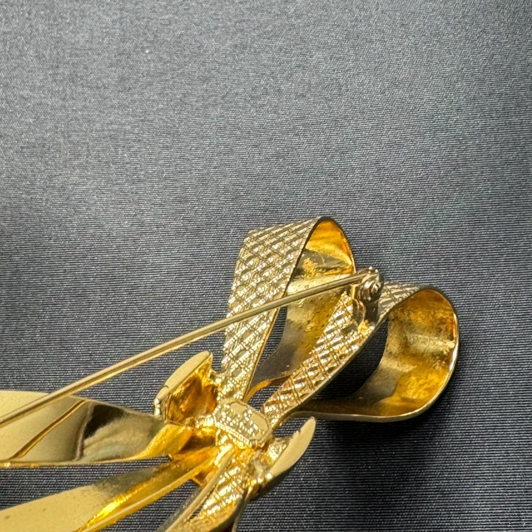 【ドイツ製】 クリスチャンディオール ブローチ リボン ビンテージ 大ぶり