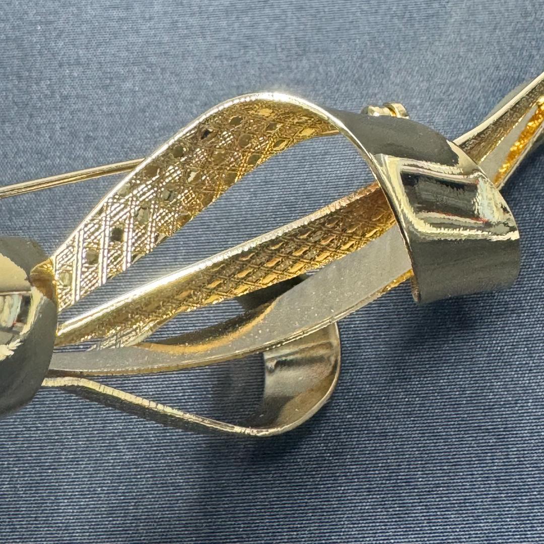 【ドイツ製】 クリスチャンディオール ブローチ リボン ビンテージ 大ぶり