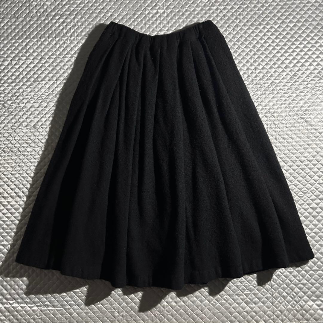 AD2022 22AW ウール縮絨フレアボリュームスカート 黒