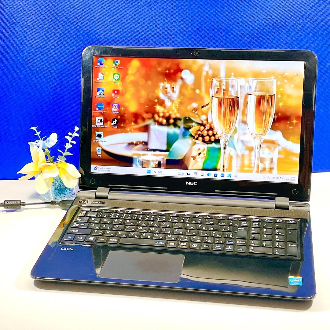 ネット検索等に最適✨Windows11✨快適SSD✨NEC黒ノートPCカメラ薄型