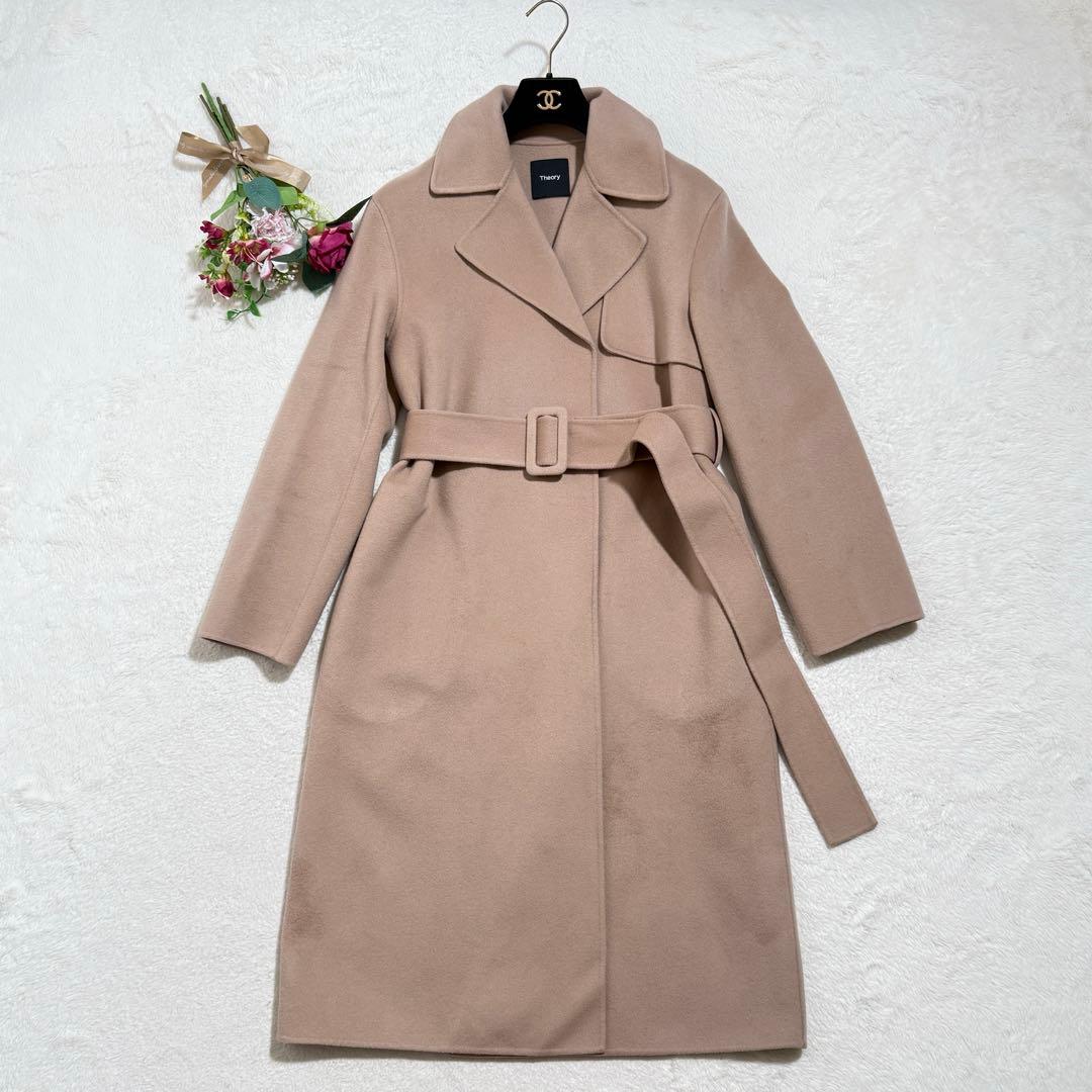 美品　セオリー ロングコート　ダブルフェイス カシミア混　2022年