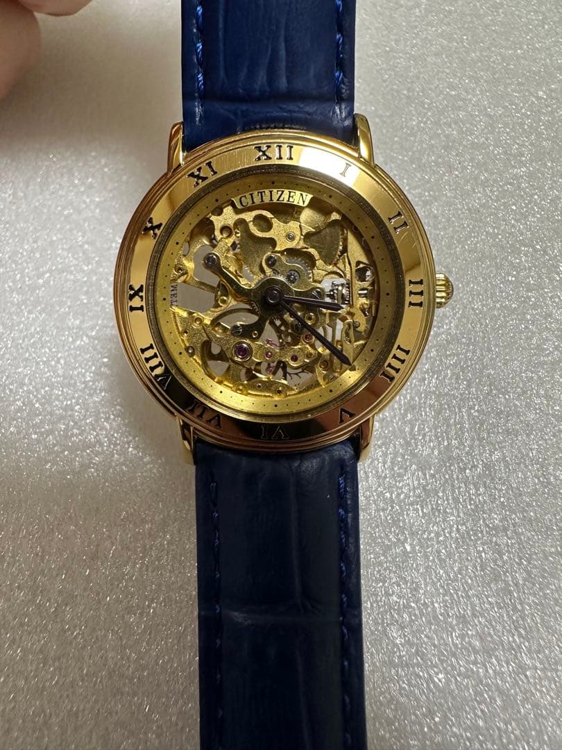 CITIZEN スケルトン 自動巻き腕時計 ゴールド/ネイビー