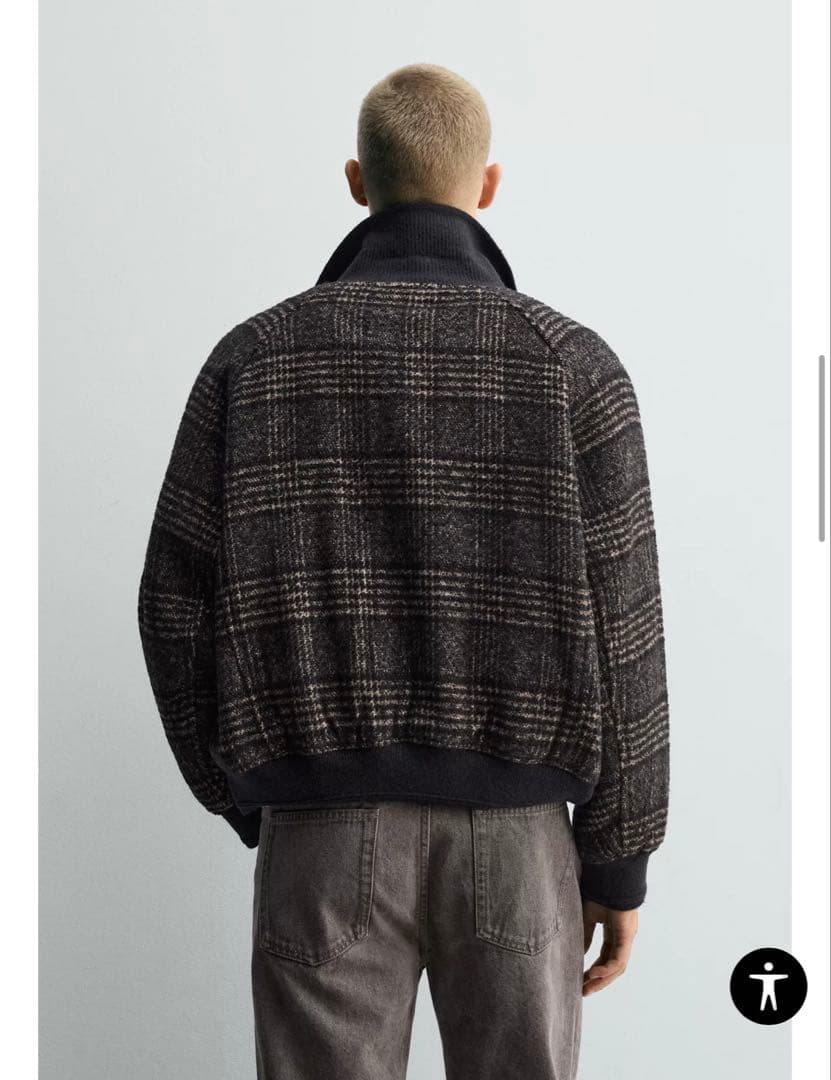 zara リブ襟切り替えジャケット