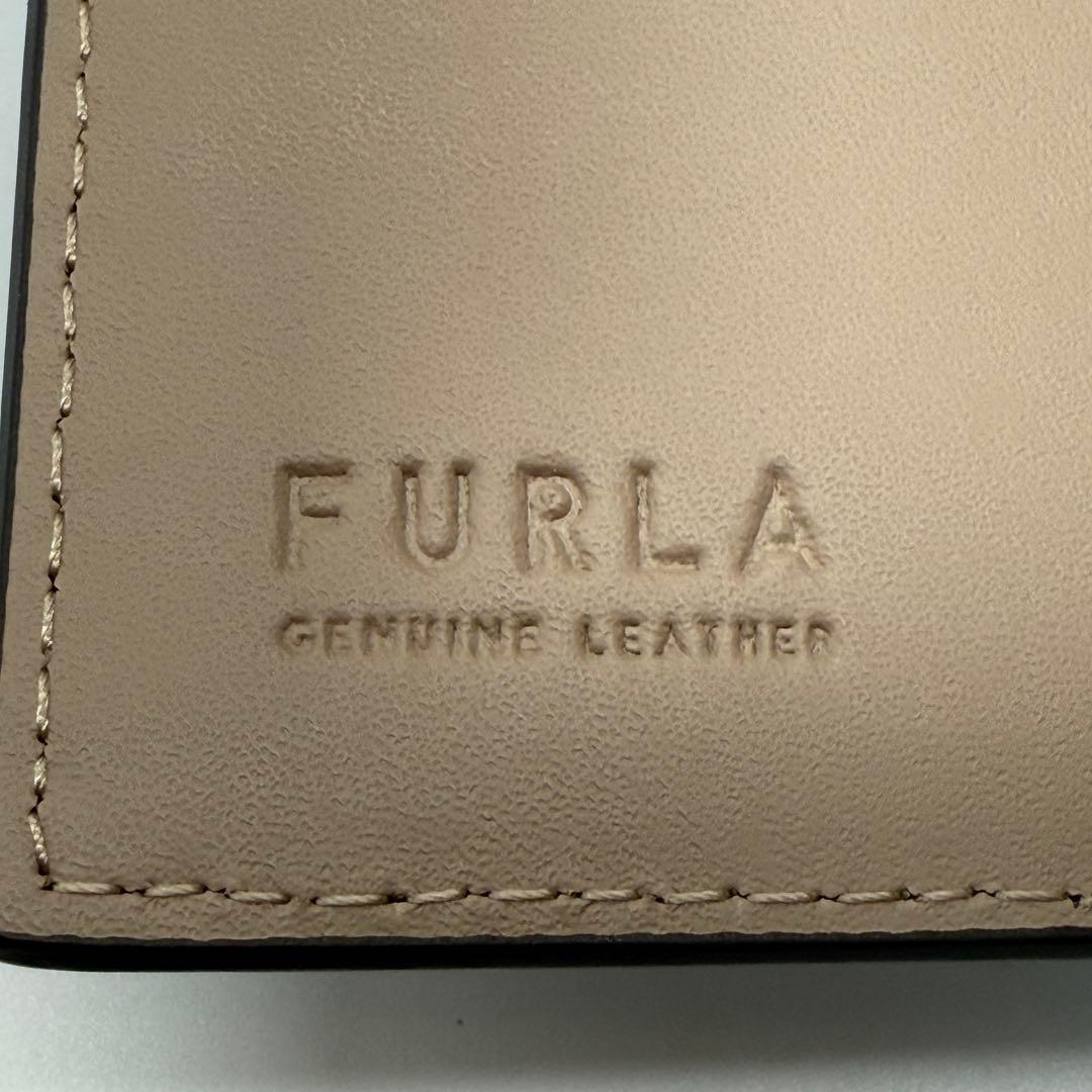 超美品★FURLA 二つ折り財布 ブラック×ブラウン レザー