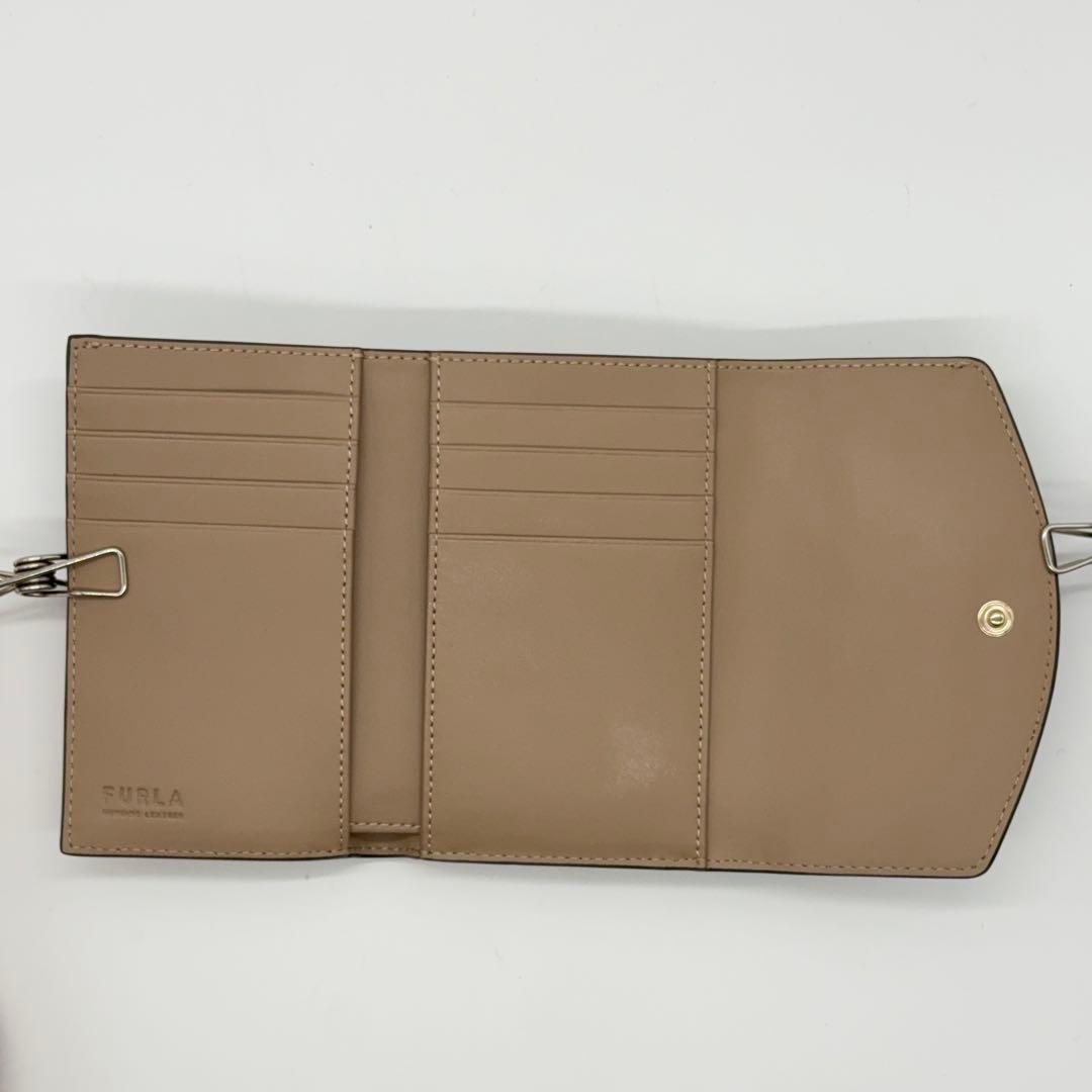 超美品★FURLA 二つ折り財布 ブラック×ブラウン レザー