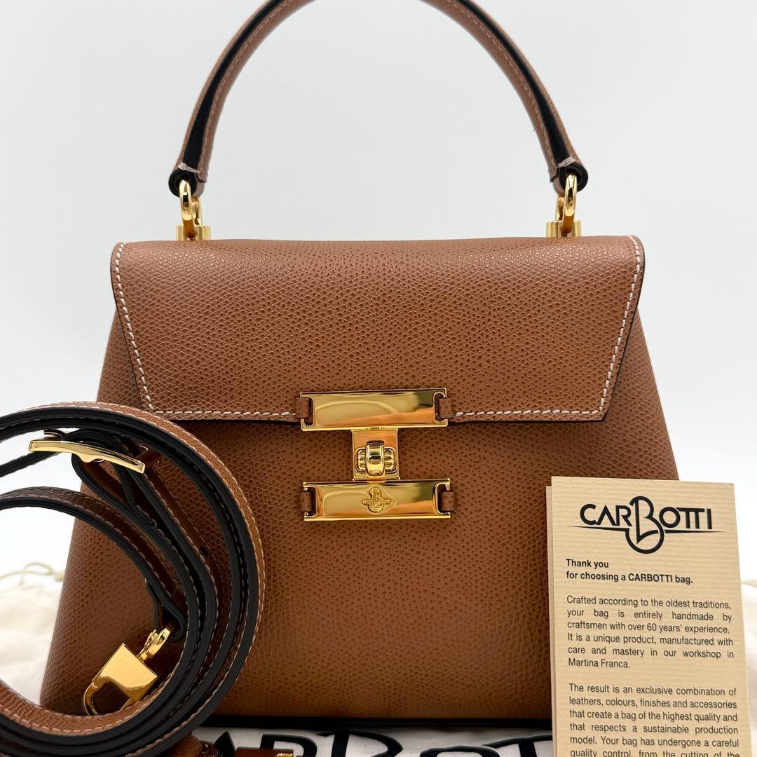 【極美品】カルボッティ ショルダーバッグ DIANA レザー 2way ブラウン