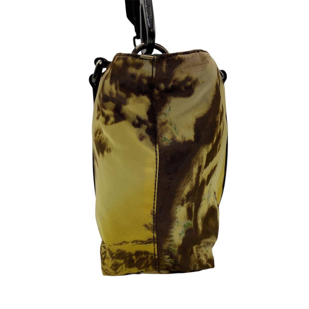 【極美品】プラダPRADA 2way ハンドバッグ ナイロン イエロー ブラウン