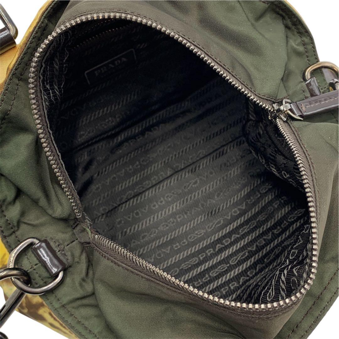 【極美品】プラダPRADA 2way ハンドバッグ ナイロン イエロー ブラウン