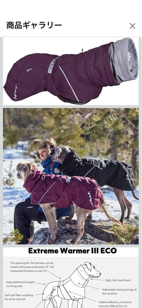 Hurtta フルッタ　エクストリームウォーマー　ブラックパープル　45