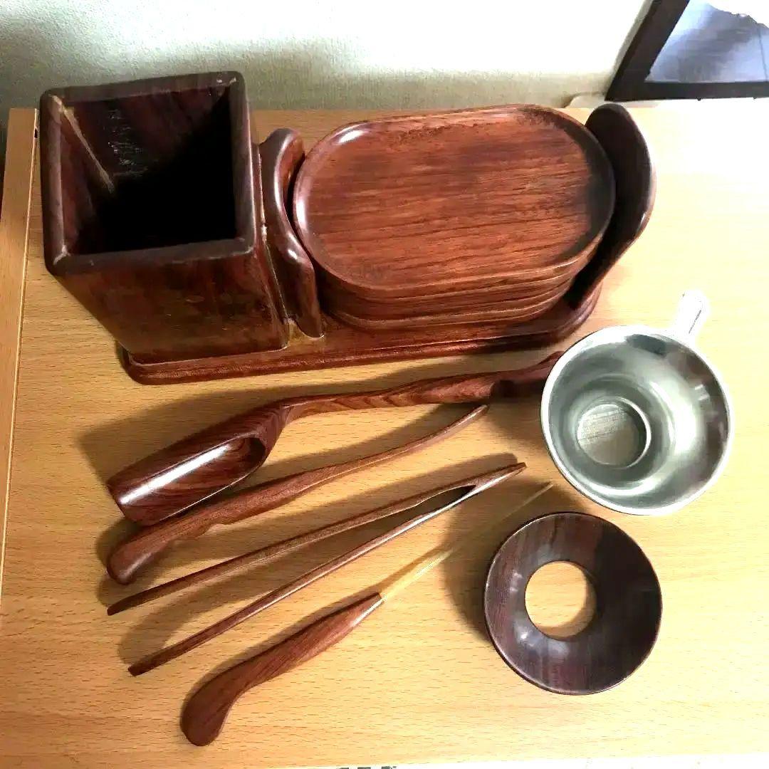 〈新品未使用〉中国茶器　 茶道　茶器　木製　茶道具