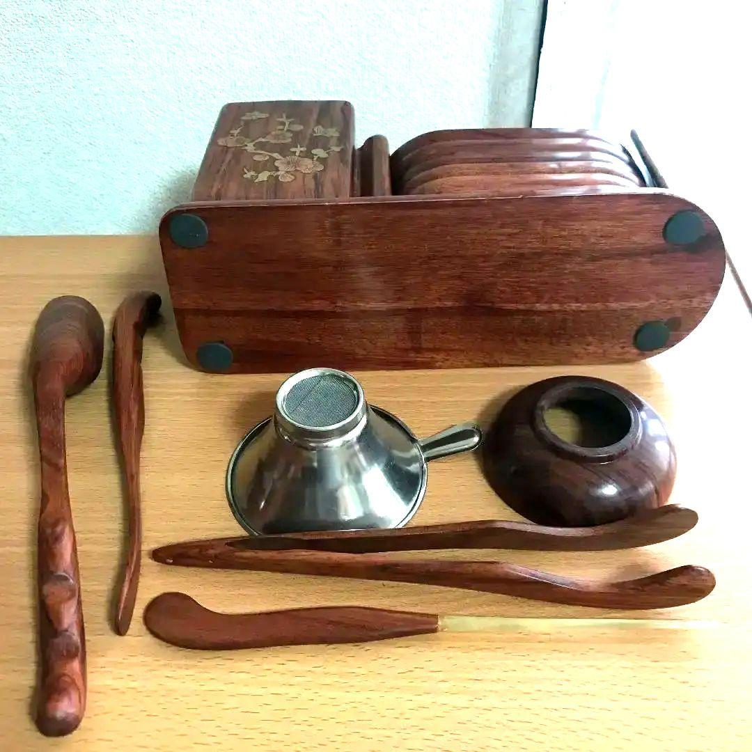 〈新品未使用〉中国茶器　 茶道　茶器　木製　茶道具