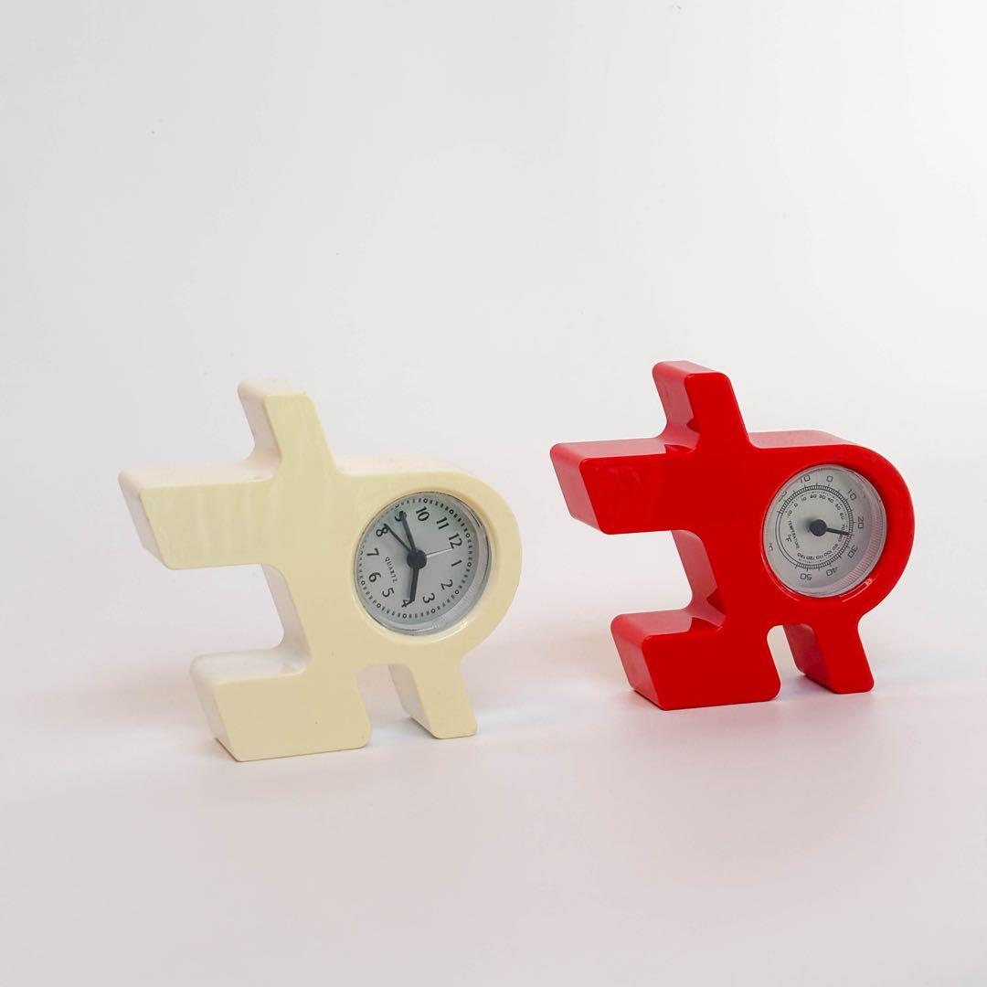 2人　時計　温湿度計　ポストモダン