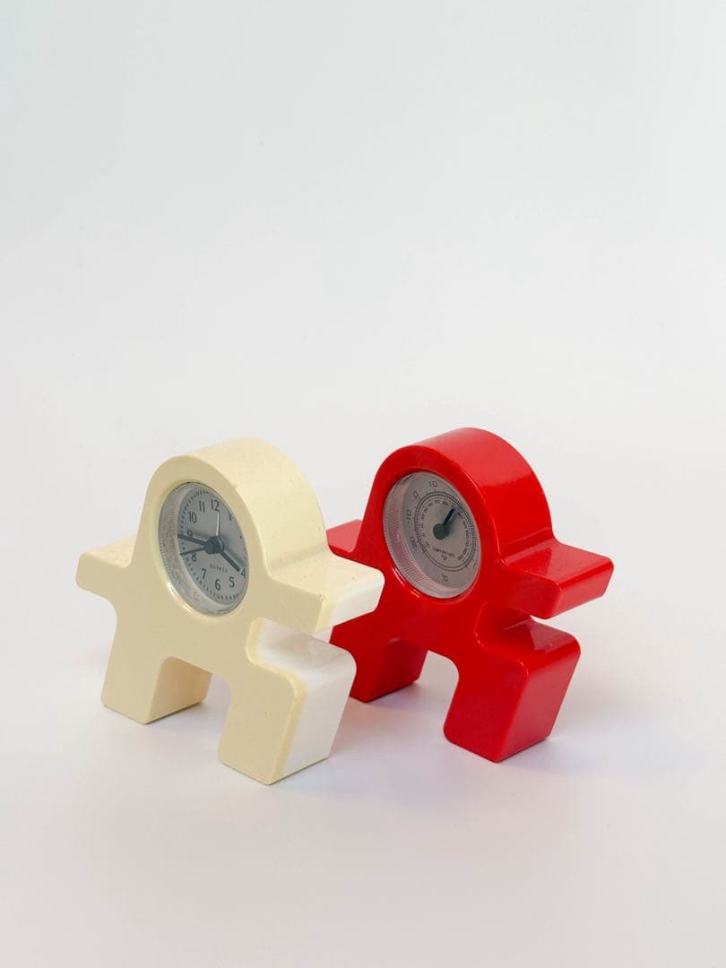 2人　時計　温湿度計　ポストモダン