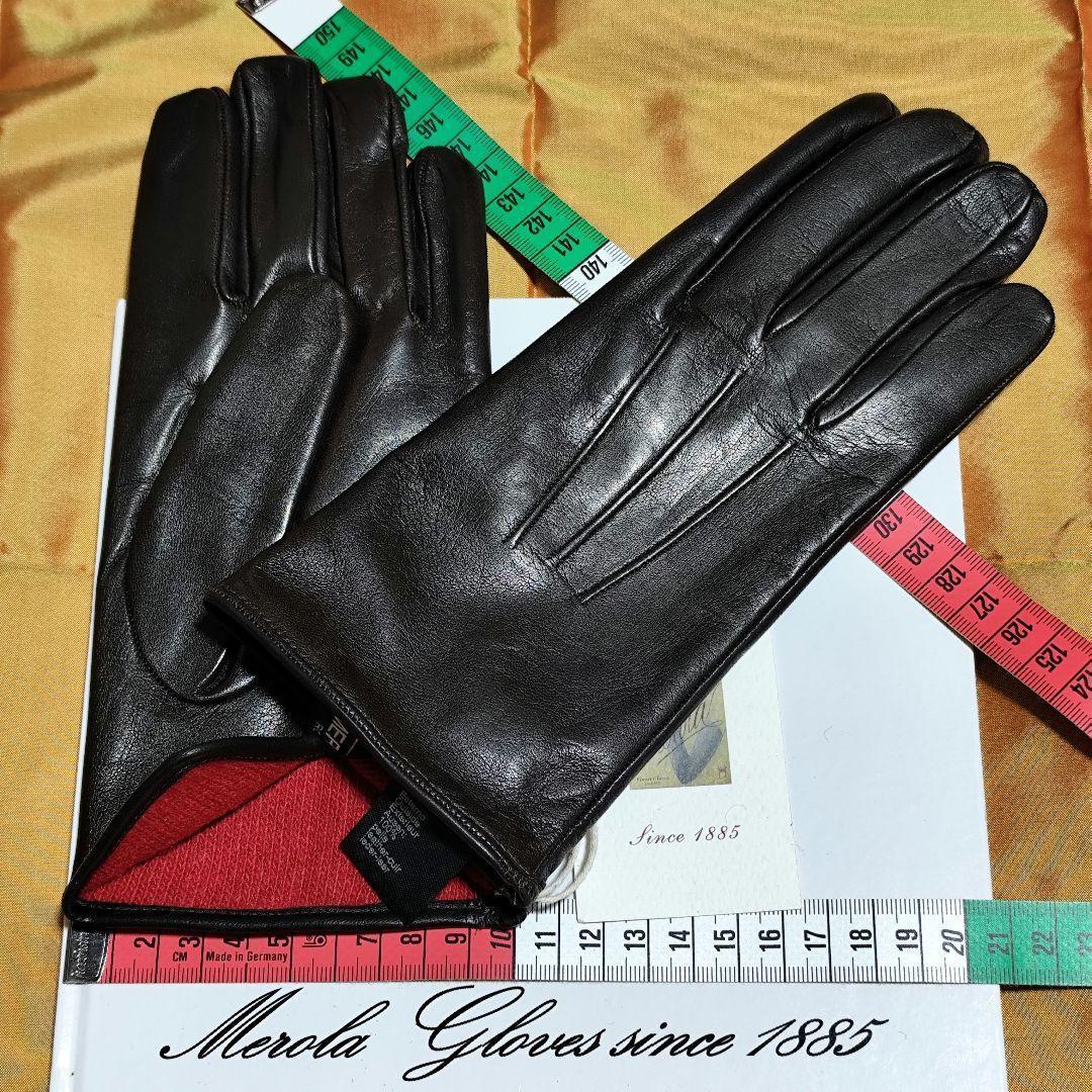 値下げ 円安前 メローラ ナッパ焦茶 カシミア赤 グローブ 革手袋 MEROLA