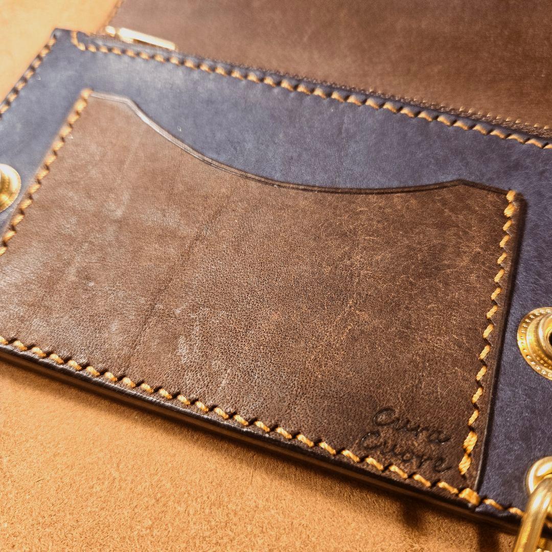 276ミドル トラッカーウォレット イタリアンレザーMARGOT【DB&NV】