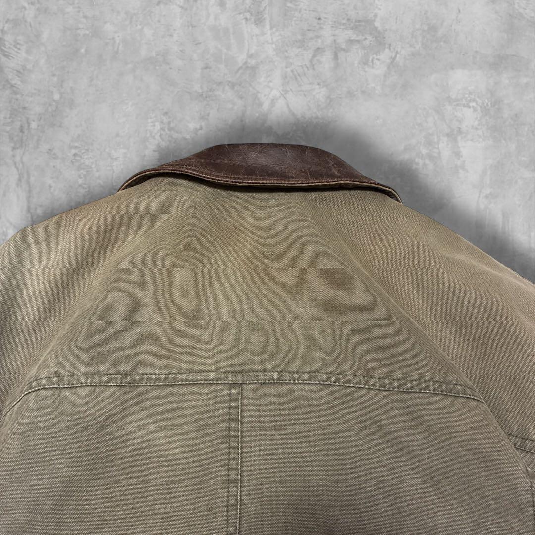 Paramountスタジオ衣装ダック地コート XLレザーカラー 90s00s古着