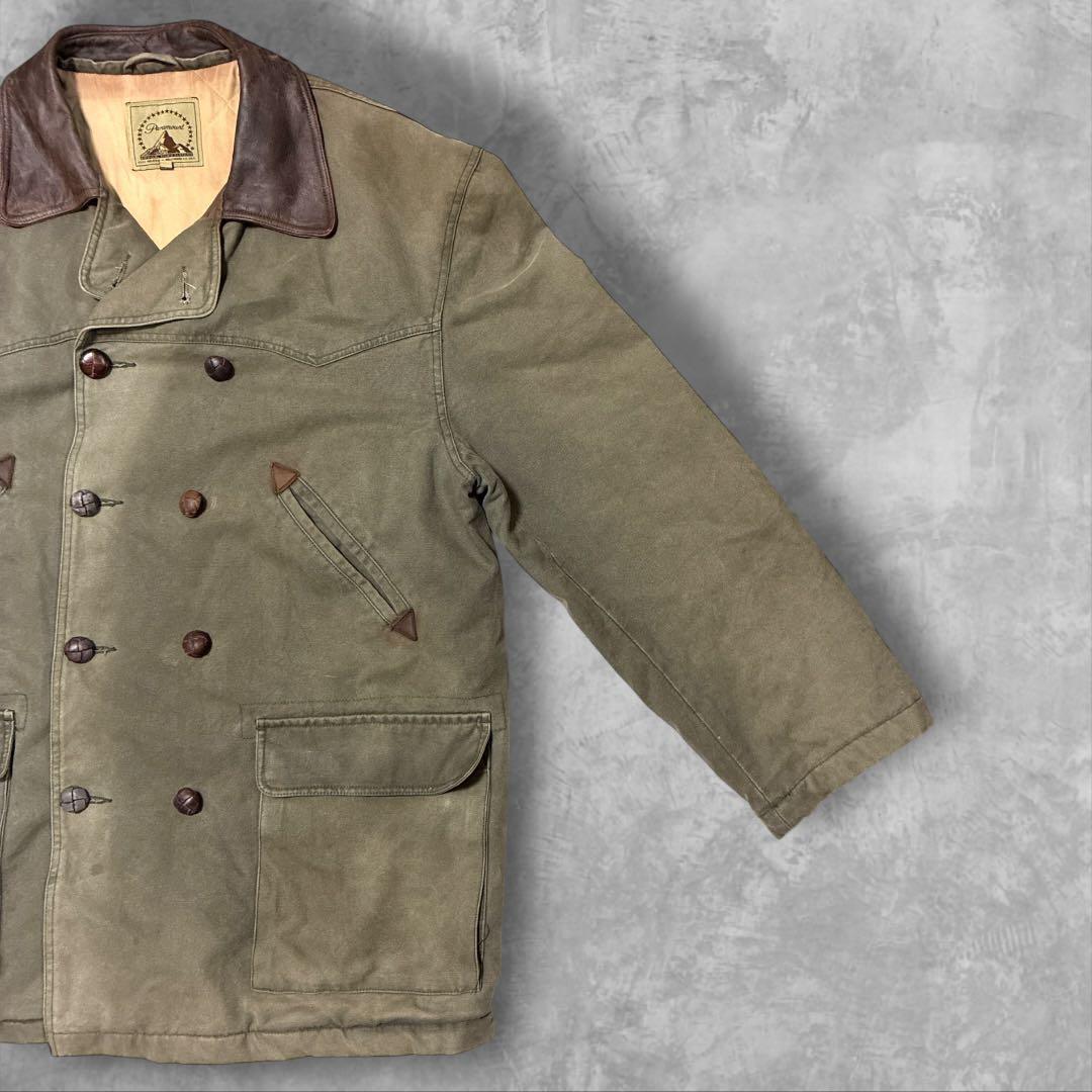 Paramountスタジオ衣装ダック地コート XLレザーカラー 90s00s古着